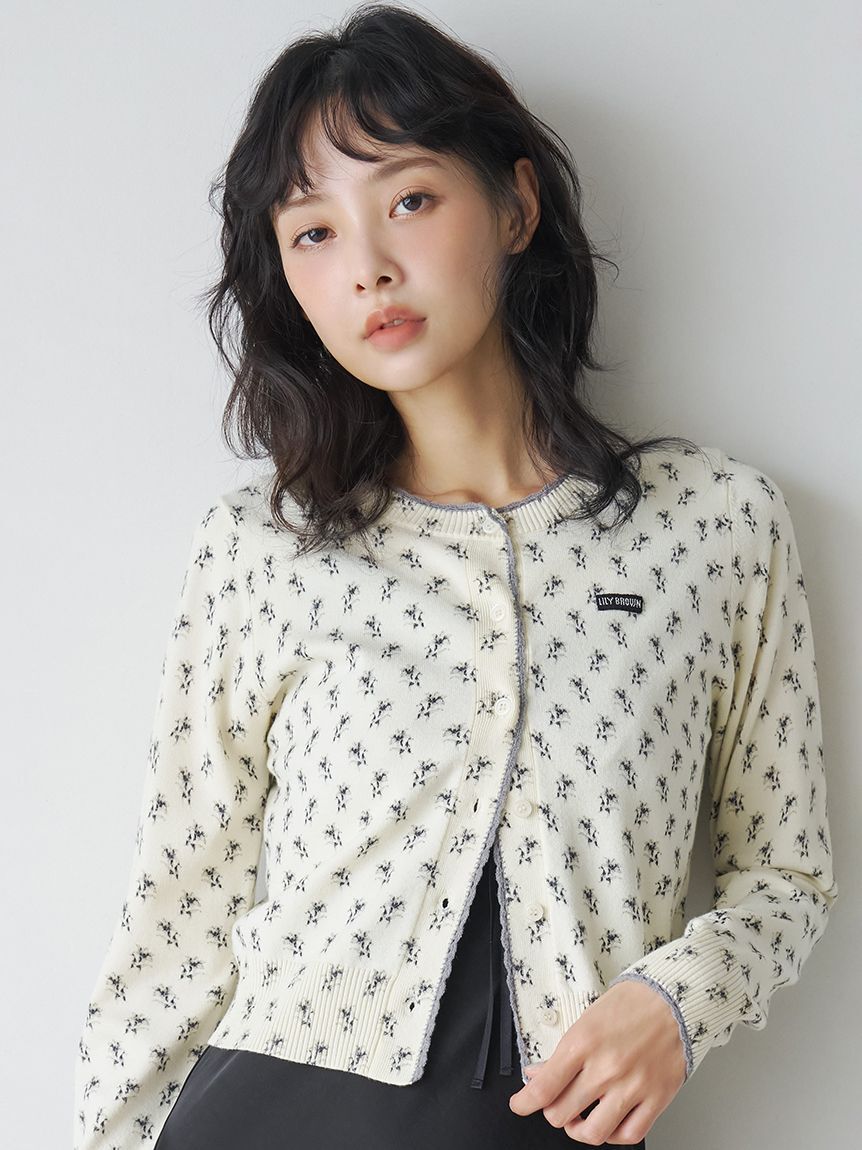 LILY BROWN「【15th Anniversary】Lilyモチーフスカラップトリムニットカーディガン」|カーディガン|