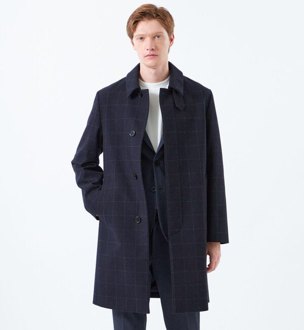 MACKINTOSH PHILOSOPHY「WELLINGTON（ウェリントン） ハンドトゥース/ウィンドペン」|ステンカラーコート|ネイビー