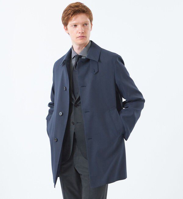 MACKINTOSH PHILOSOPHY「コットンライクツイル WELLINGTON（ウェリントン）middle button through」|ステンカラーコート|ブルー