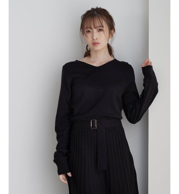 IKKA LOUNGE「フィット＆フレアニットプリーツワンピース」|その他|