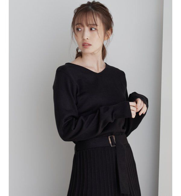 IKKA LOUNGE「フィット＆フレアニットプリーツワンピース」|その他|