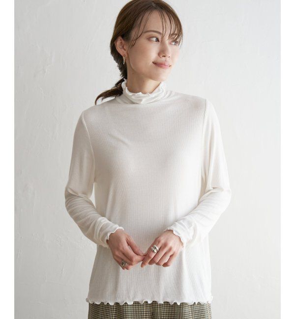 ikka「ハイネックテレコ長袖Tシャツ」|Tシャツ・カットソー|