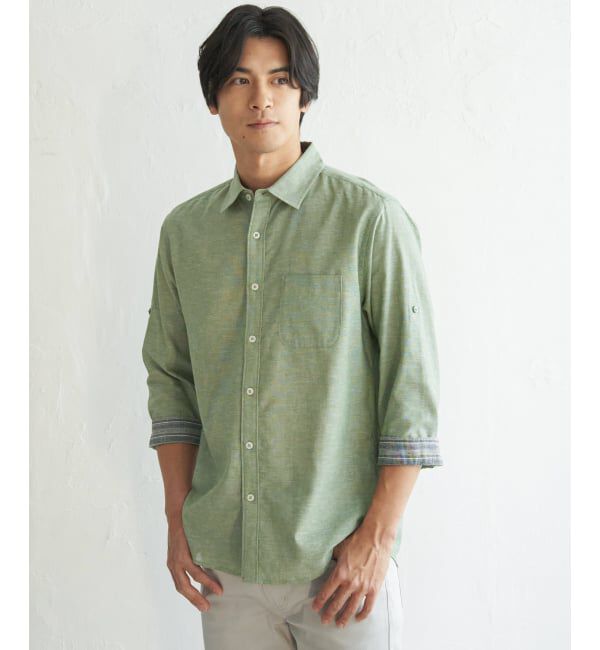 ikka「【雑誌MonoMax5月号掲載】フレンチリネンMIX袖2WAYシャツ【接触冷感】「小泉孝太郎さん着用モデル」」|シャツ・ブラウス|