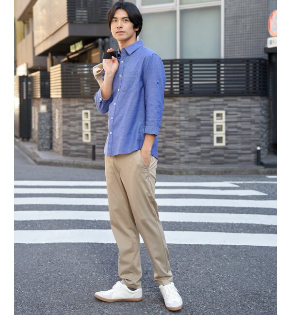 ikka「【雑誌MonoMax5月号掲載】フレンチリネンMIX袖2WAYシャツ【接触冷感】「小泉孝太郎さん着用モデル」」|シャツ・ブラウス|