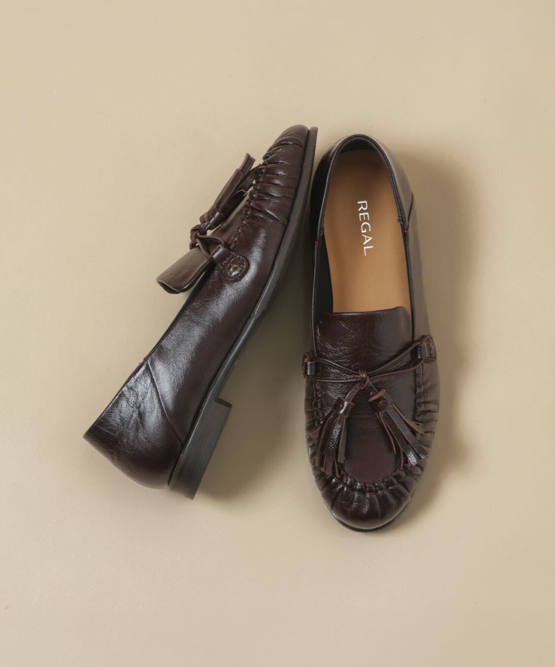 REGAL SHOES「REGAL 【新作】ギャザーフラットモカシン【ヒール15mm】　商品コード：F12SAH」|ローファー|