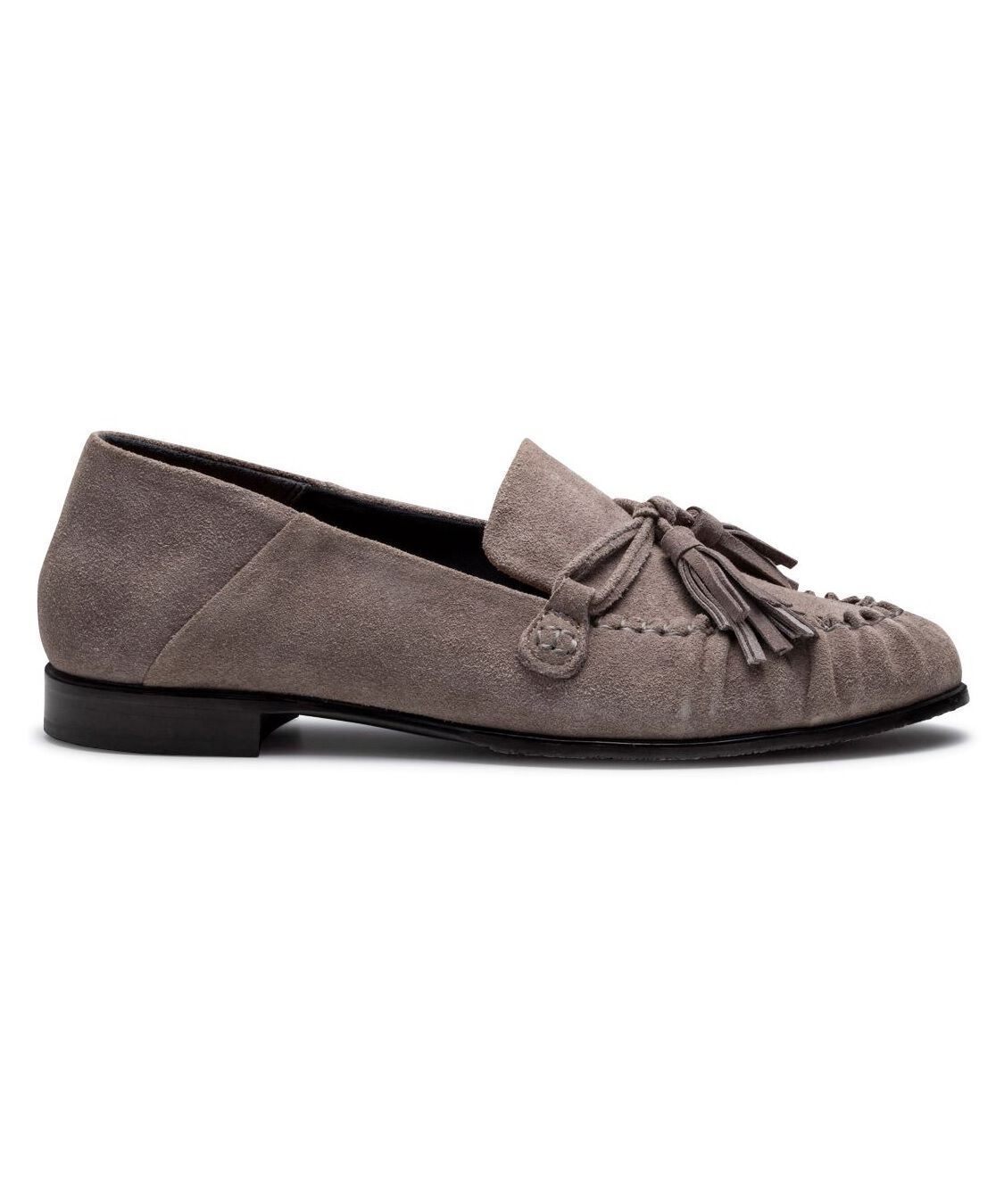 REGAL SHOES「REGAL 【新作】ギャザーフラットモカシン【ヒール15mm】　商品コード：F12SAH」|ローファー|グレージュスエード