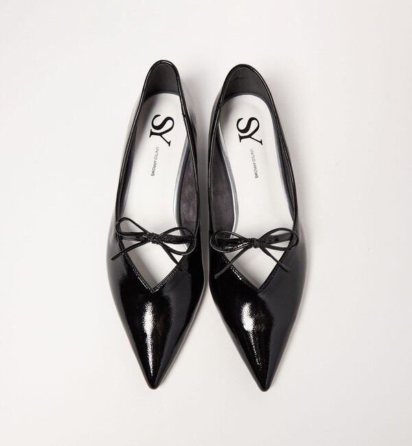 SY UNITED ARROWS「＜SY＞ポインテッドリボン フラット15&uarr;」|パンプス|BLACK
