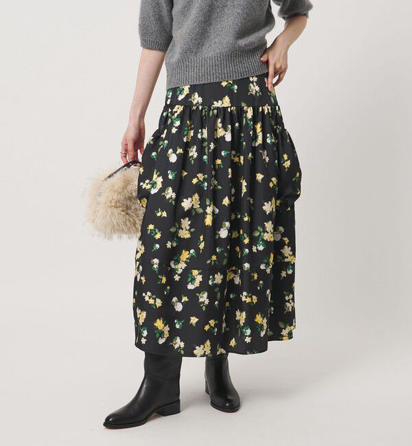 UNITED ARROWS「シルクライク ティアード スカート ‐ウォッシャブル‐」|フレア|