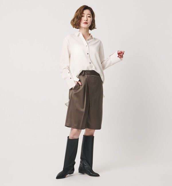 conte「＜conte＞アシンメトリー タック ハーフパンツ」|キュロット|