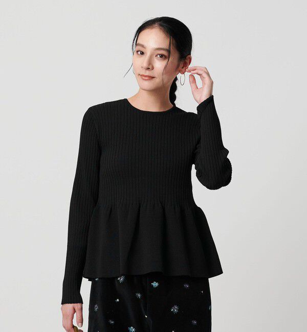 BEAUTY&YOUTH UNITED ARROWS「【WEB限定 Wardrobe DAILY MINIMAL】ペプラム2WAY リブニットプルオーバー ウォッシャブル」|ニット・セーター|