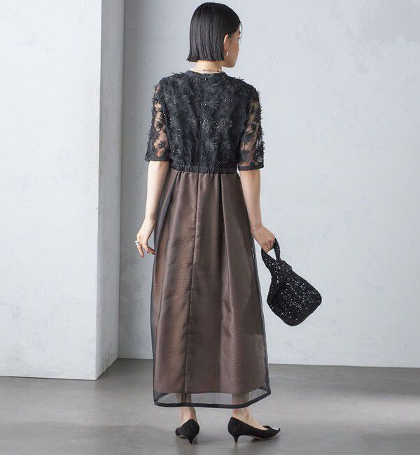 SHIPS for women「kaene:エンブロイダリー ミックス ワンピース〈セレモニー対応可〉」|ワンピース|