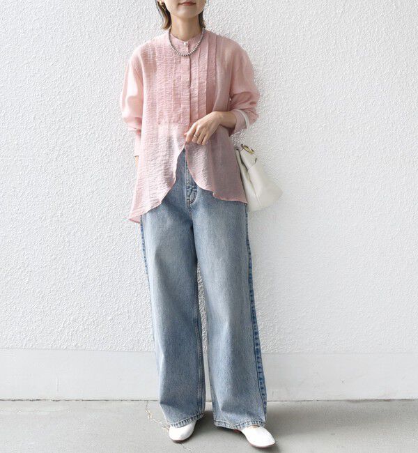 SHIPS for women「【WEB限定】〈洗濯機可能〉シアー プリーツ ヨーク パールモチーフボタン ブラウス」|シャツ・ブラウス|