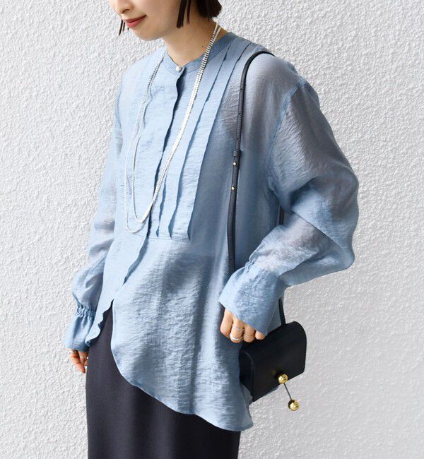 SHIPS for women「【WEB限定】〈洗濯機可能〉シアー プリーツ ヨーク パールモチーフボタン ブラウス」|シャツ・ブラウス|