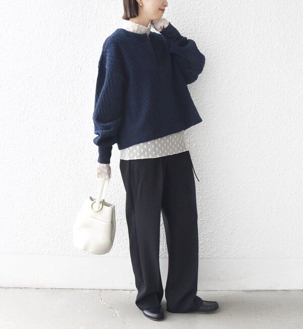 SHIPS for women「〈手洗い可能〉ケーブル ジャージー スキッパー プルオーバー」|Tシャツ・カットソー|