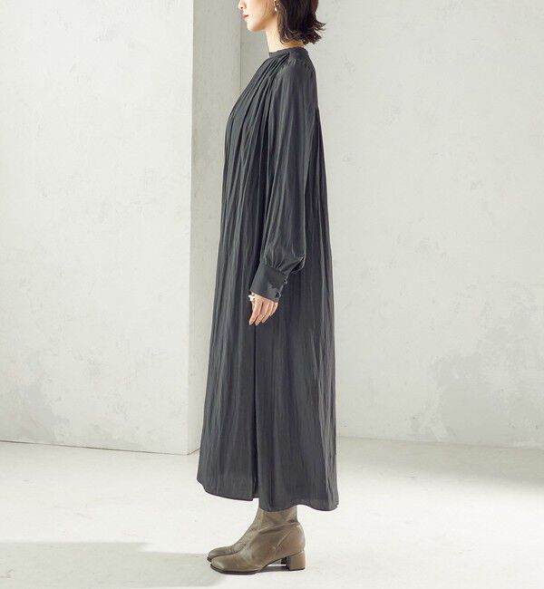 SHIPS for women「〈手洗い可能〉カッセン ギャザー ベルト付き 長袖 ワンピース」|ワンピース|