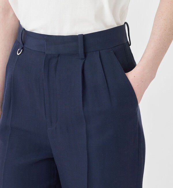 MACPHEE「コットンアセテートツイル タックフレアパンツ」|スラックス|