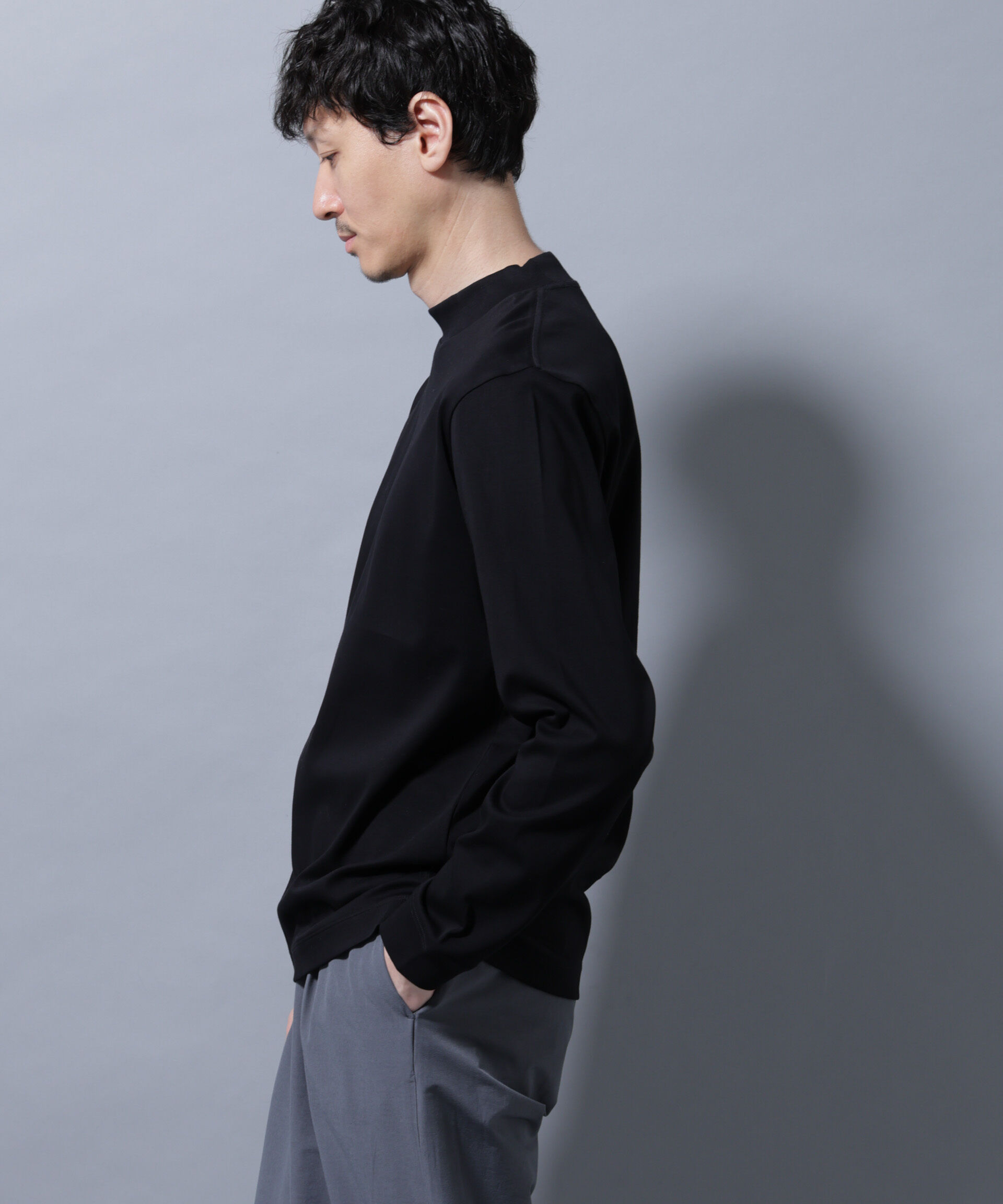NANO universe「アンチスメルモックネックTシャツ 長袖」|Tシャツ・カットソー|
