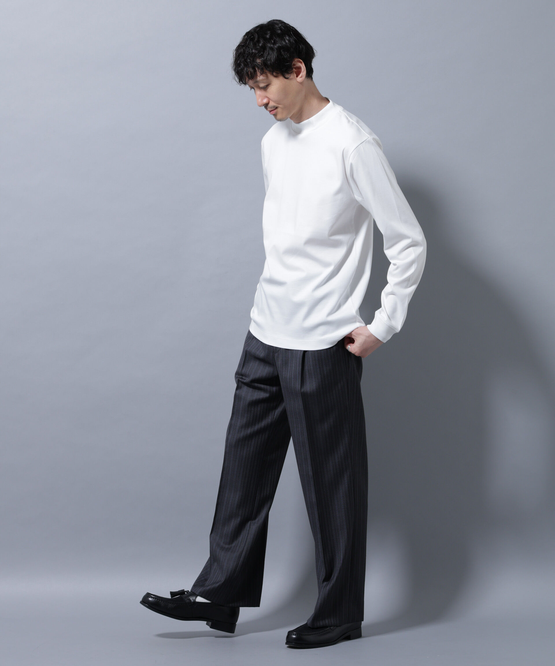 NANO universe「アンチスメルモックネックTシャツ 長袖」|Tシャツ・カットソー|