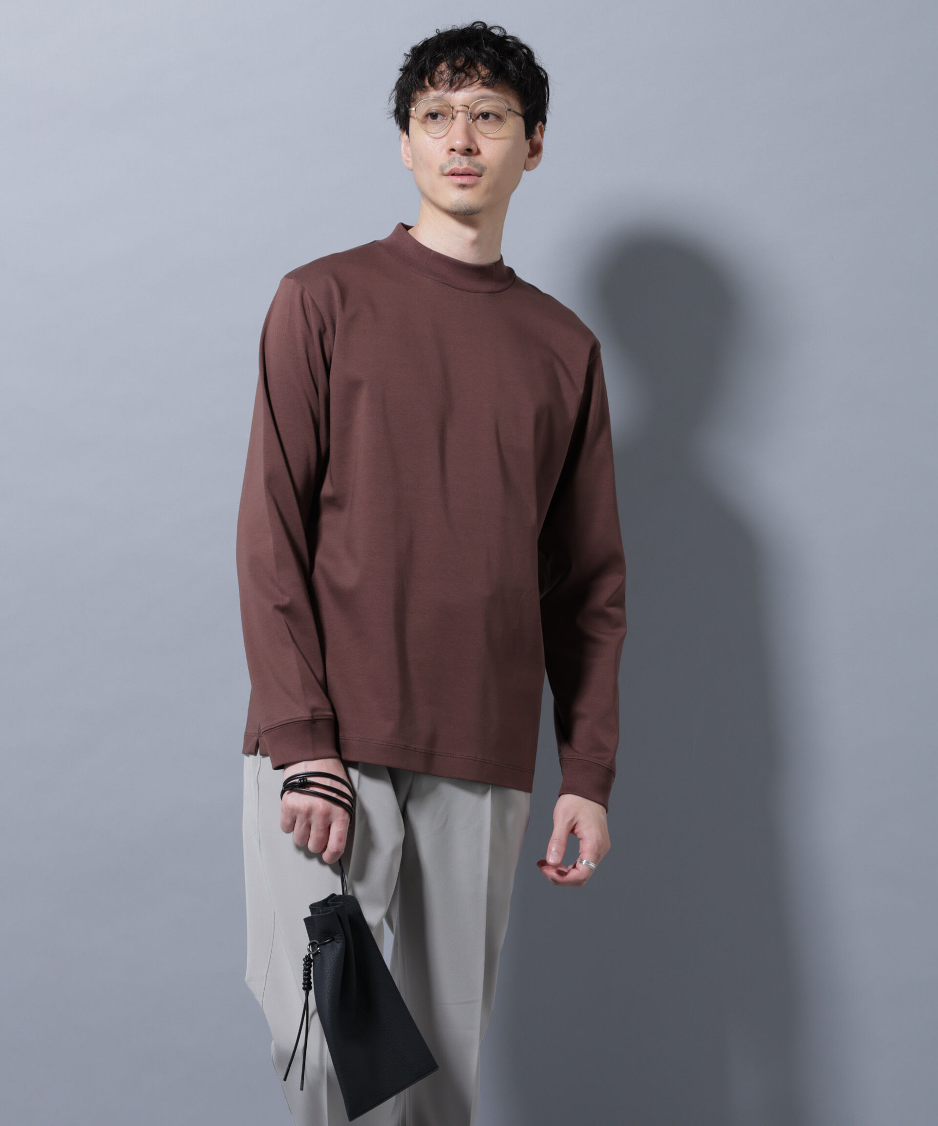 NANO universe「アンチスメルモックネックTシャツ 長袖」|Tシャツ・カットソー|