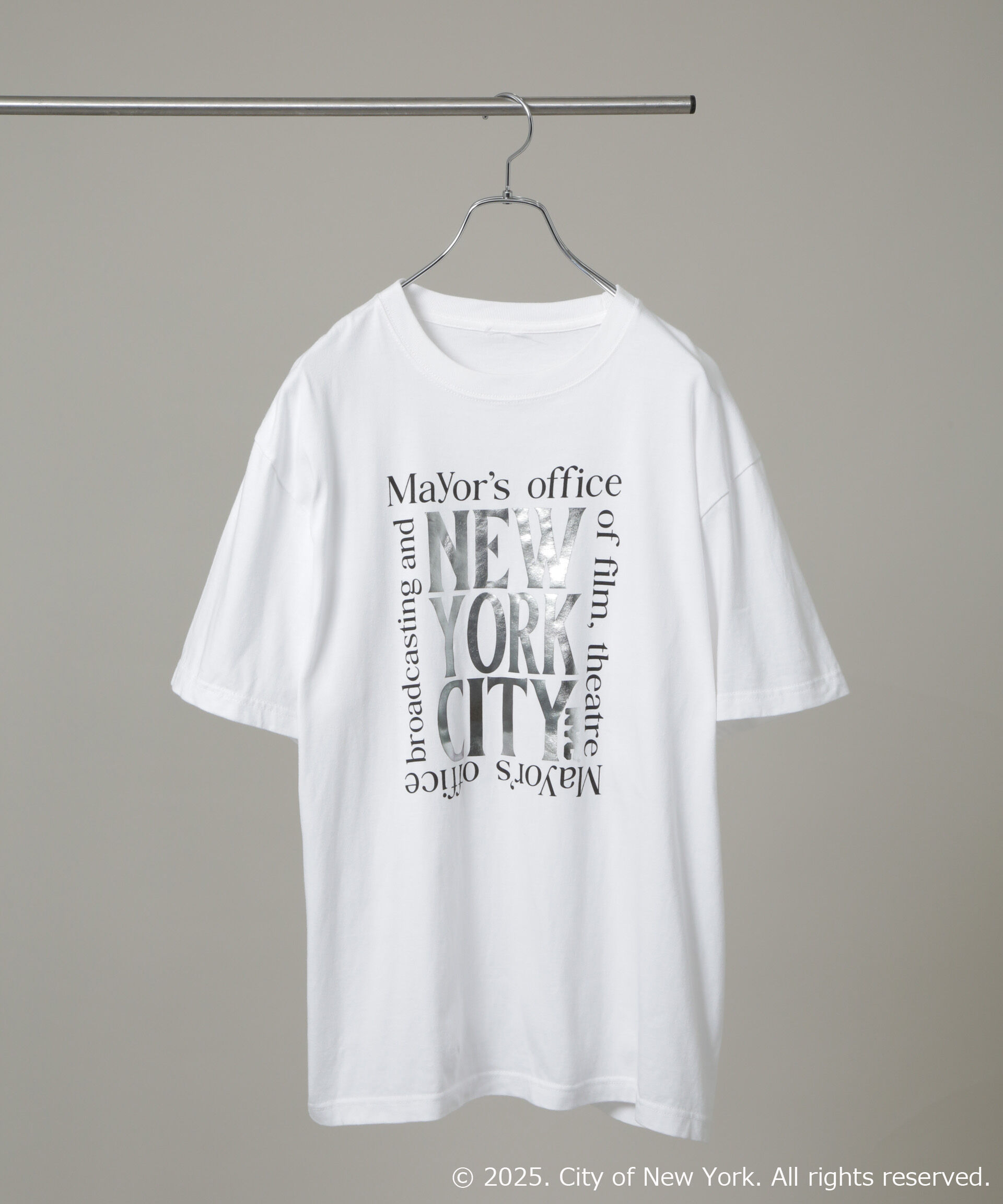 NANO universe「別注GOOD ROCK SPEED NYC シルバー箔プリントTシャツ」|Tシャツ・カットソー|