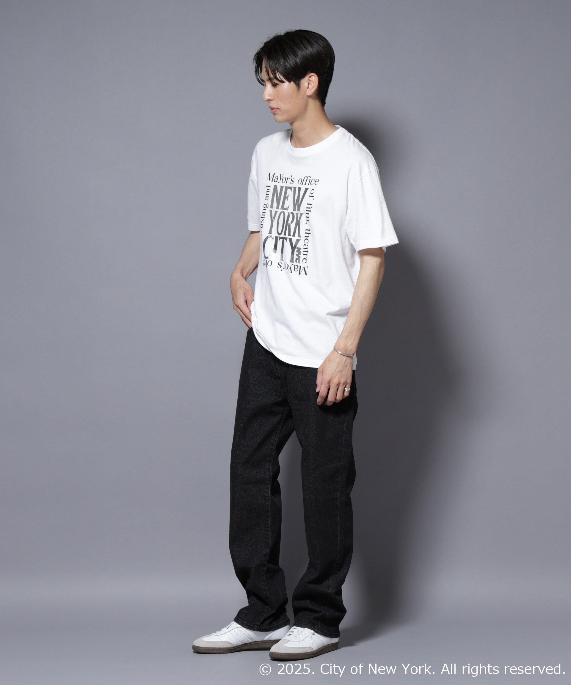 NANO universe「別注GOOD ROCK SPEED NYC シルバー箔プリントTシャツ」|Tシャツ・カットソー|