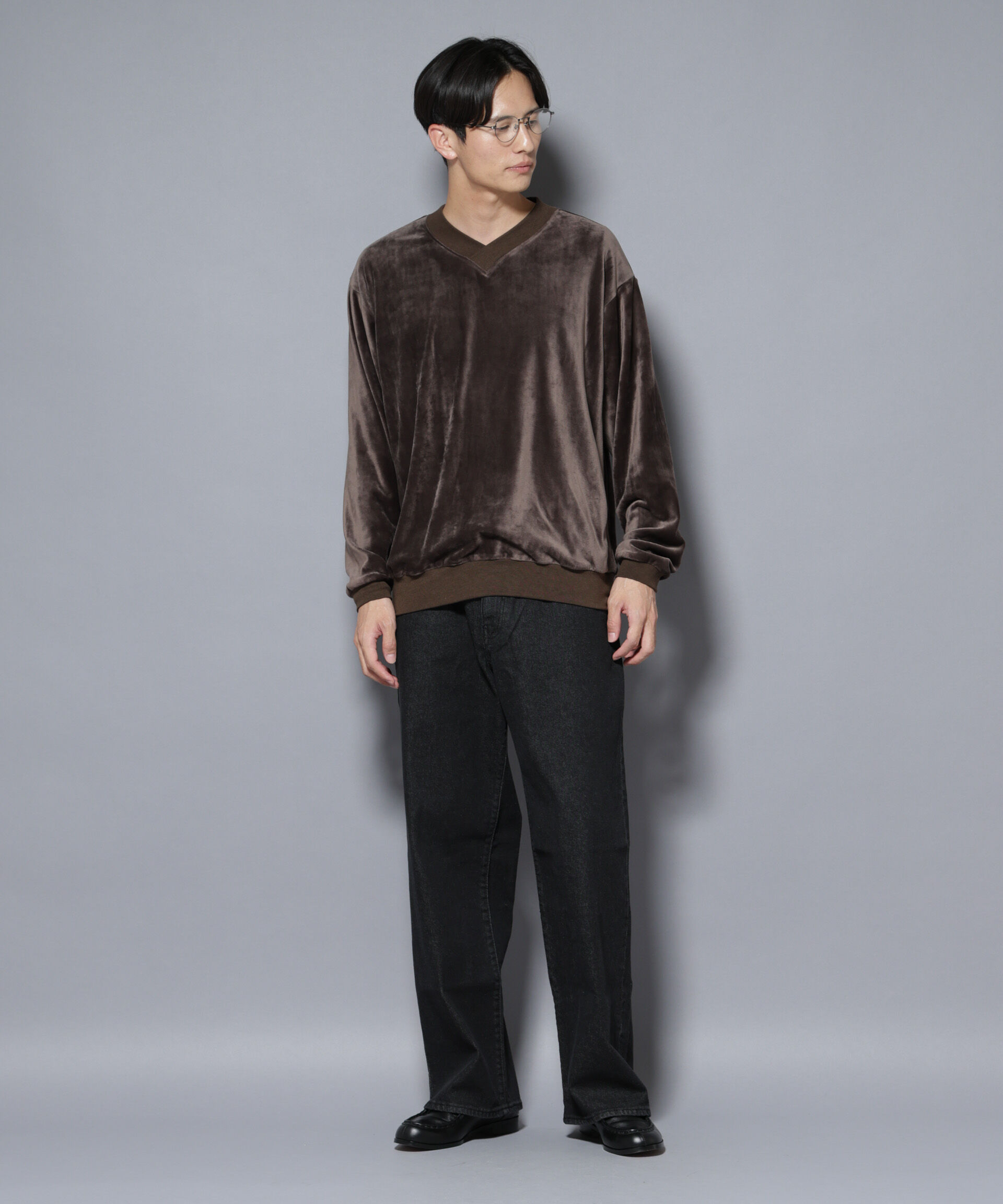 NANO universe「ベロアプルオーバー Vネックスウェット」|Tシャツ・カットソー|