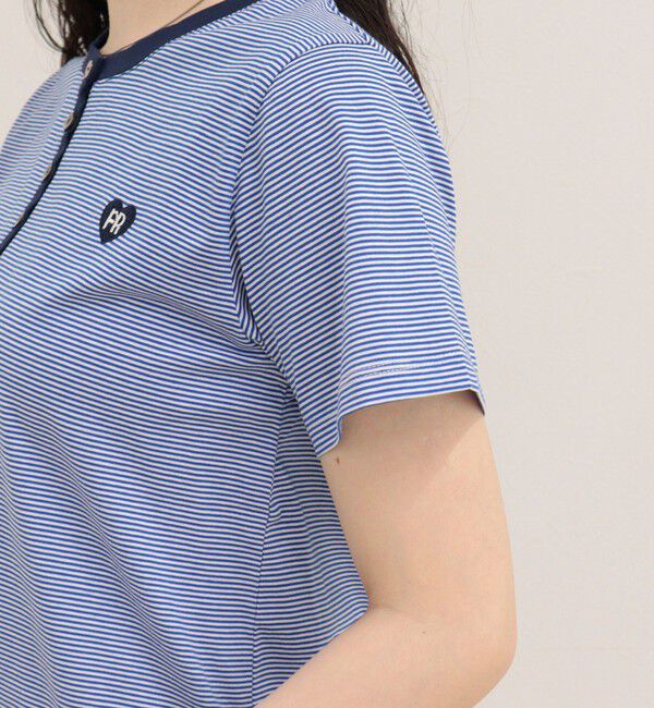 fredy emue「【昨年大人気！待望の再登場】ハートFR刺しゅうヘンリーネックTシャツ」|Tシャツ・カットソー|