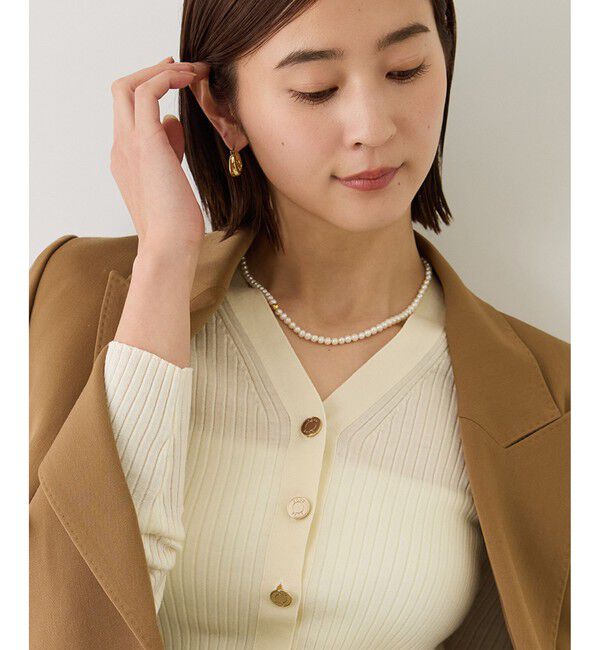 ROPE「【J'aDoRe・一部店舗限定サイズ】ワイドリブ金ボタンVネックカーディガン」|ニット・セーター|オフホワイト(15)