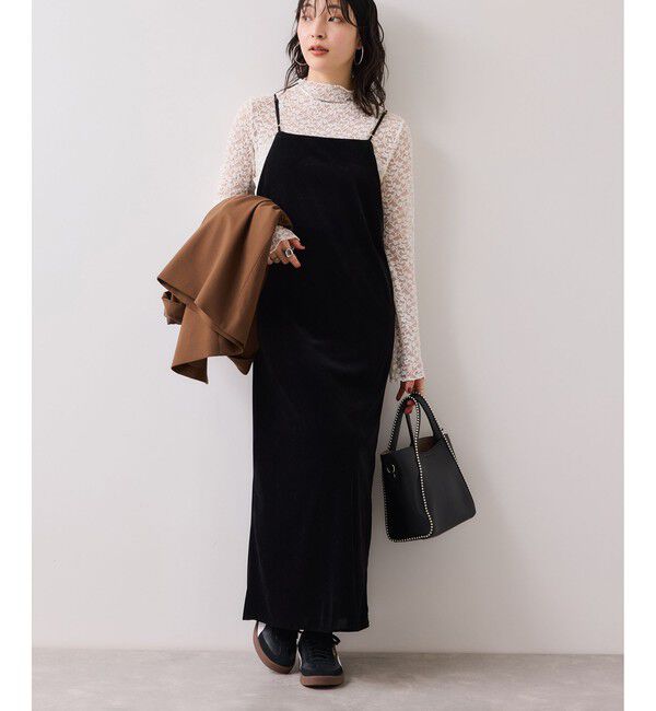 VIS「刺繍アソートベロアキャミワンピース/2WAY」|ワンピース|
