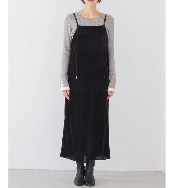 VIS「刺繍アソートベロアキャミワンピース/2WAY」|ワンピース|
