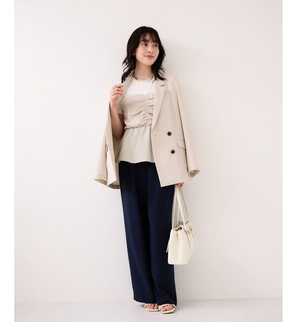 VIS「【WEB限定】美easyリネンライクシャーリングビスチェドッキングトップス/イージーケア・接触冷感」|Tシャツ・カットソー|