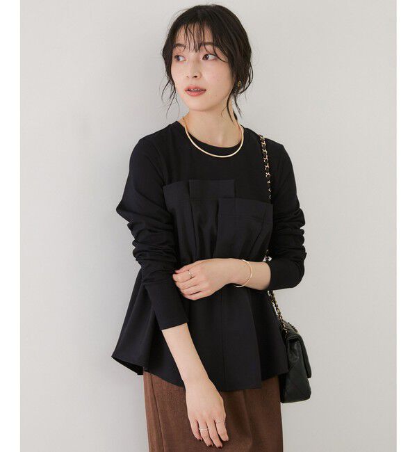 VIS「【WEB限定】ビスチェドッキングペプラムロングスリーブTシャツ」|Tシャツ・カットソー|ブラック(01)