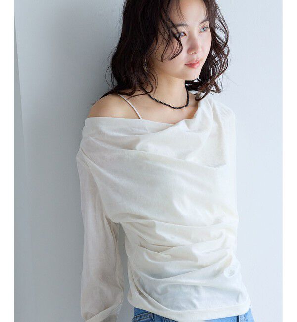 VIS「クラッシュベロアドレープトップス」|Tシャツ・カットソー|ホワイト(10)