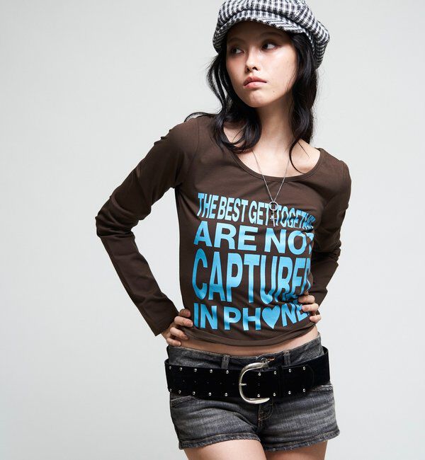  「【WEB限定】メッセージL/Sトップス」|Tシャツ・カットソー|