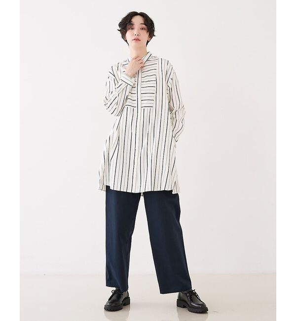 collex「バックギャザーストライプブサムロングシャツ」|シャツ・ブラウス|