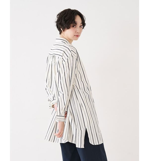 collex「バックギャザーストライプブサムロングシャツ」|シャツ・ブラウス|