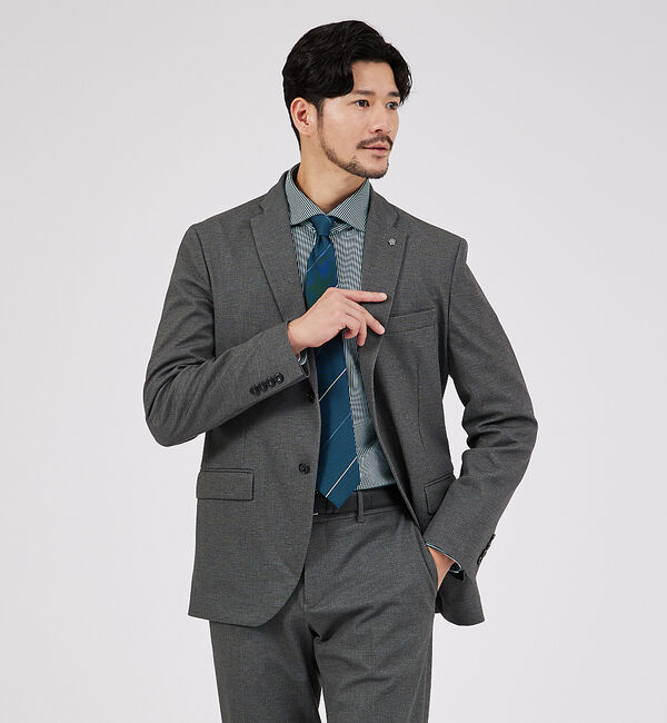 ABAHOUSE「【セットアップ対応 / FLEX JACKET】ストレッチポンチ ジャケット」|テーラードジャケット|チャコールグレー