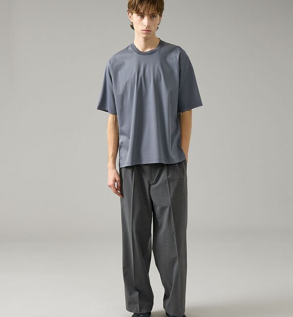 ABAHOUSE「KNIT COLLAR コットンポンチ クルーネック半袖Tシャツ / リラックス」|Tシャツ・カットソー|