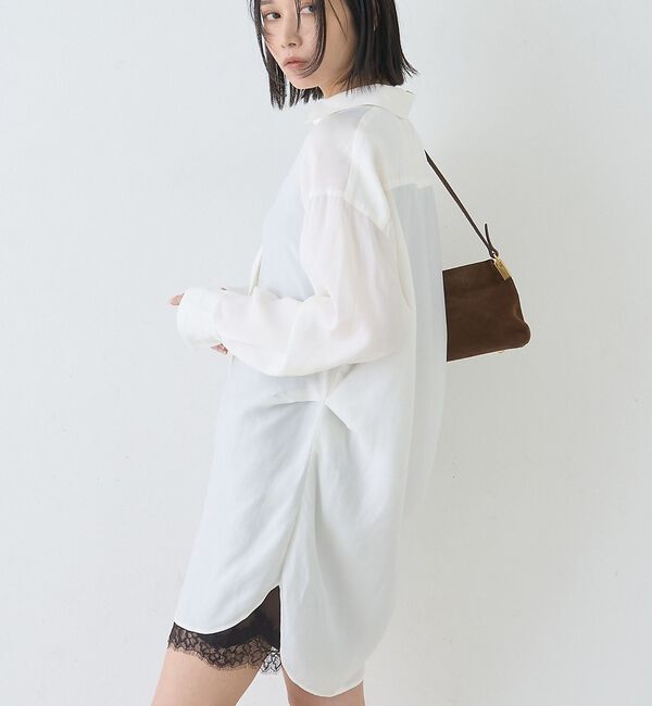 Rouge vif「ウエストタックドレープロングシャツ」|シャツ・ブラウス|オフホワイト