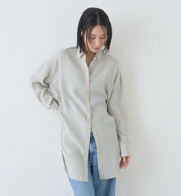 Rouge vif「ウエストタックドレープロングシャツ」|シャツ・ブラウス|