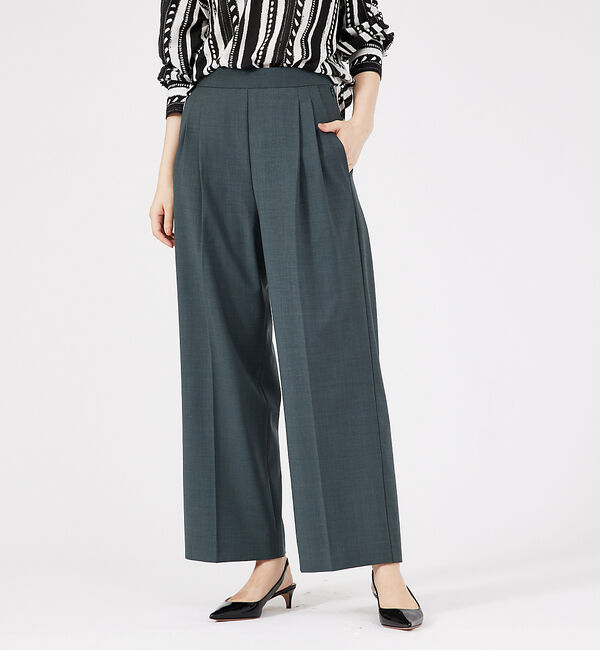 qualite「【セットアップ対応】ウールトロ2タックストレートパンツ」|その他|グリーン