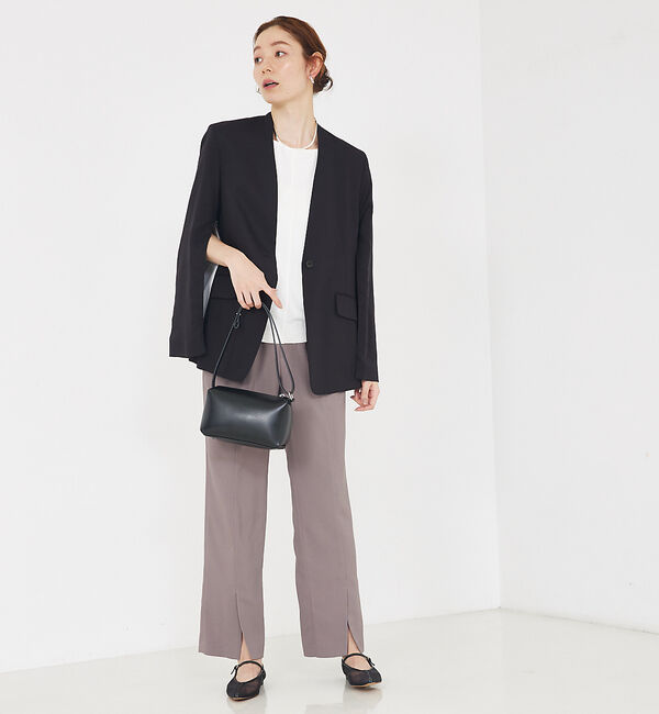qualite「【Oggi・CLASSY掲載】袖コンシールあきJK」|ノーカラージャケット|