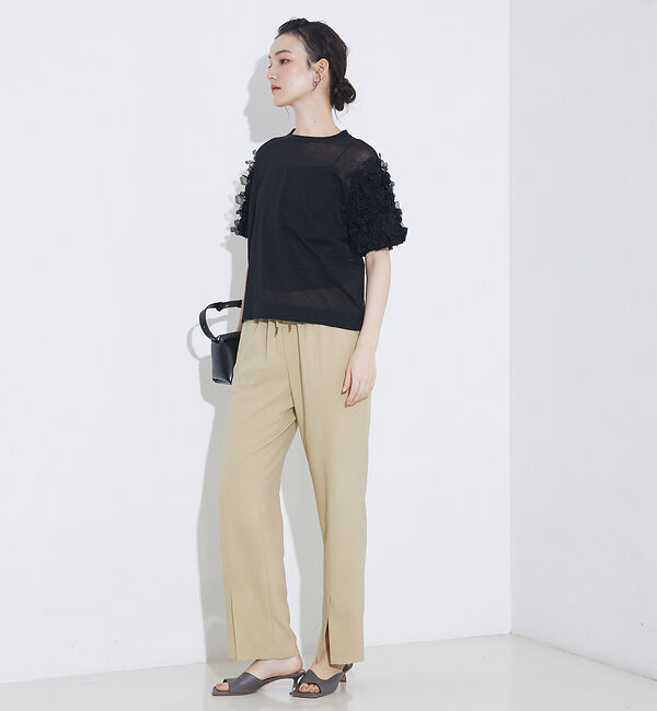qualite「バックサテンジョーゼットベンツパンツ」|その他|