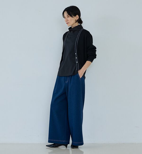 qualite「【アンサンブル可能】フェザートリミングニットカーデ」|カーディガン|