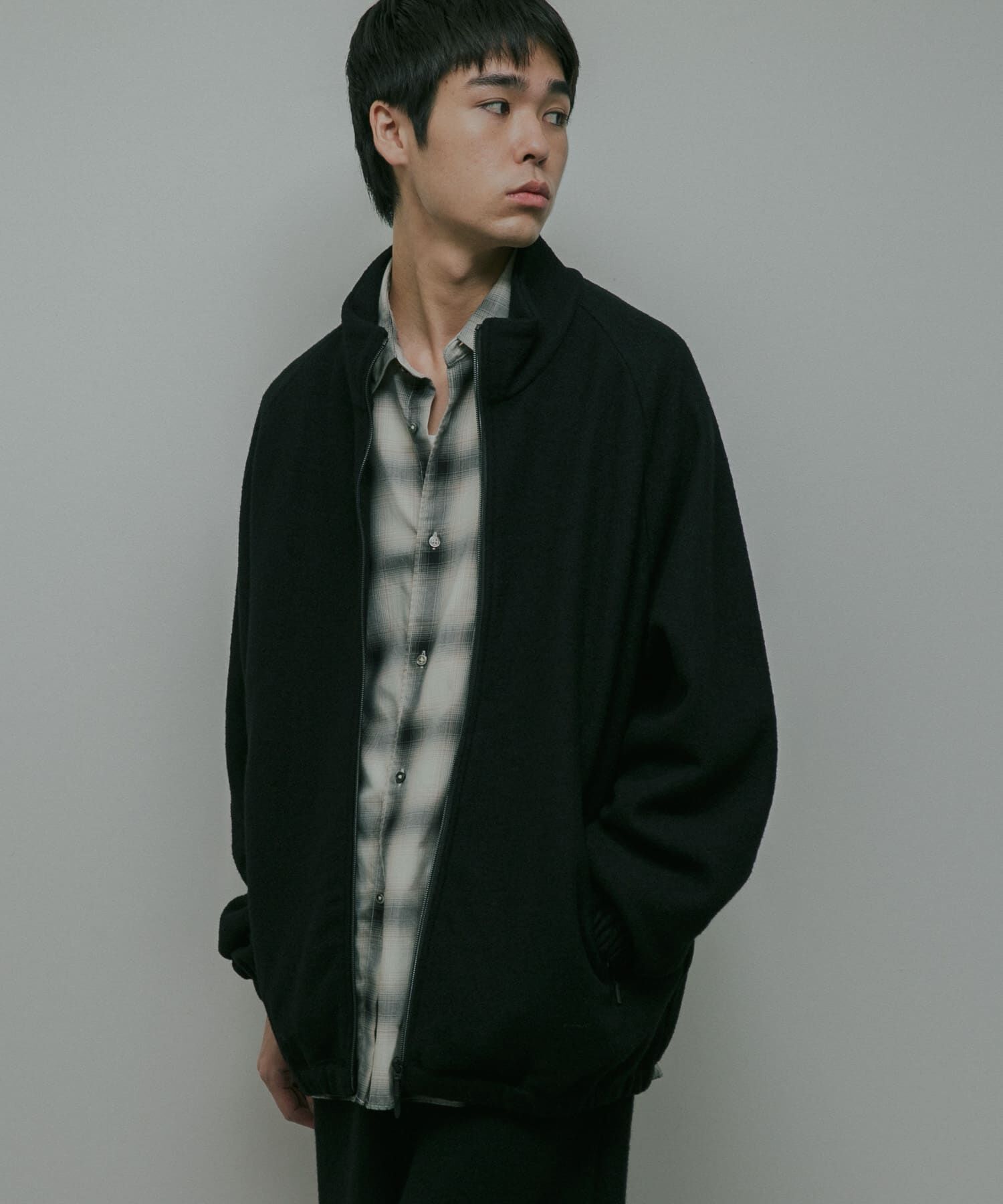 URBAN RESEARCH DOORS「Wool Fleece Track Jacket」|ノーカラーコート|