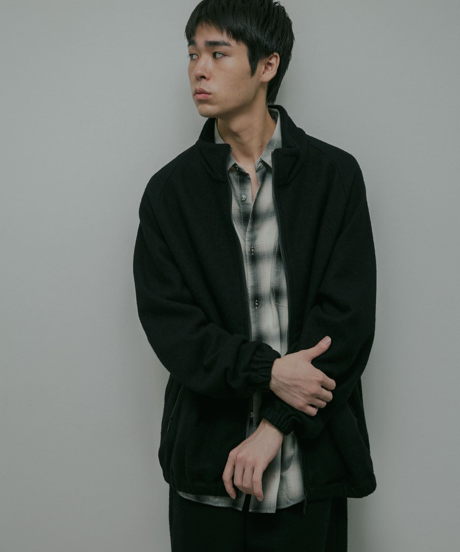 URBAN RESEARCH DOORS「Wool Fleece Track Jacket」|ノーカラーコート|