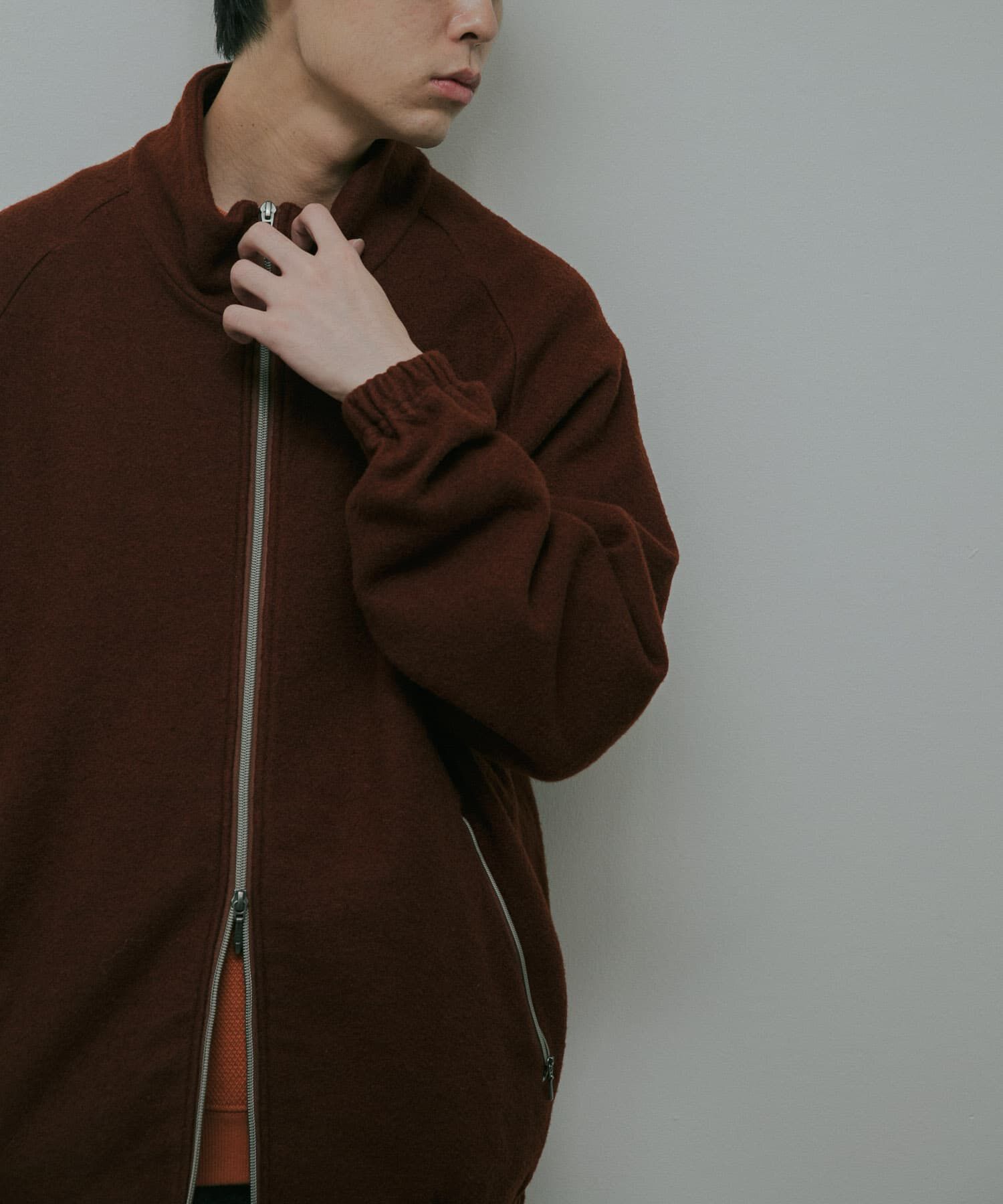 URBAN RESEARCH DOORS「Wool Fleece Track Jacket」|ノーカラーコート|