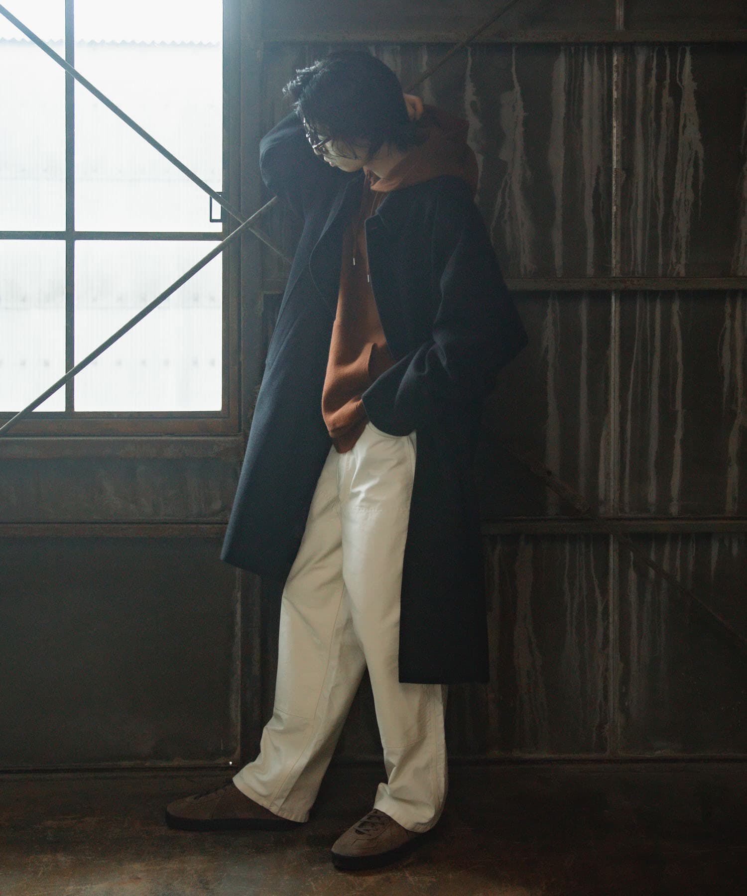 URBAN RESEARCH DOORS「Oilcut Melton Over Coat」|ノーカラーコート|