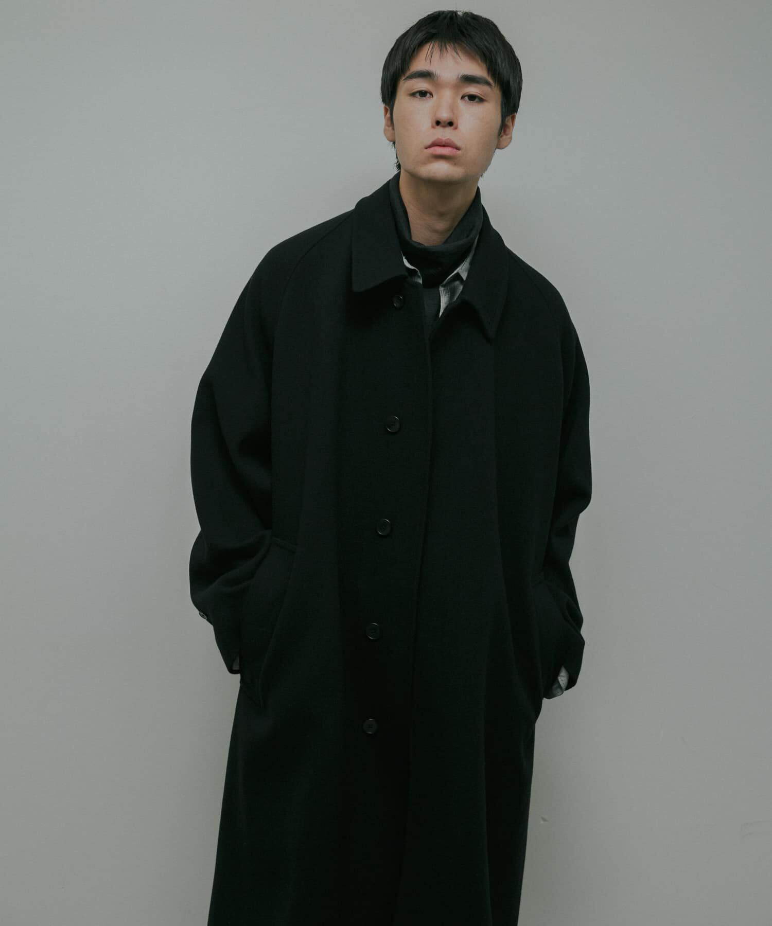 URBAN RESEARCH DOORS「Oilcut Melton Over Coat」|ノーカラーコート|