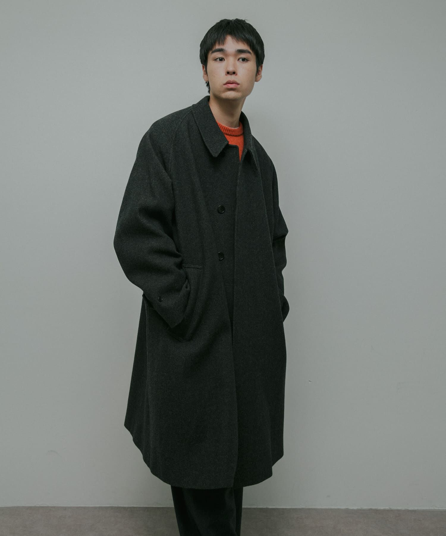 URBAN RESEARCH DOORS「Oilcut Melton Over Coat」|ノーカラーコート|